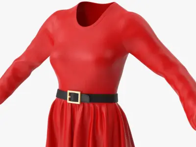  Dress Red with Belt 
