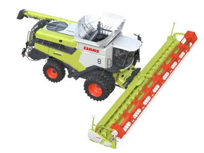Claas Lexion Wheeled with CombineHarvester Low-poly 3D model
