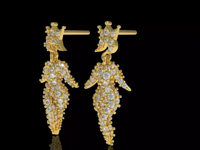 Dancing Girl Stud Earrings  3D print model