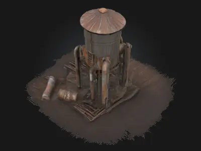 Industrial Water Tower  Pillar of Urban Infrastructure 3D model