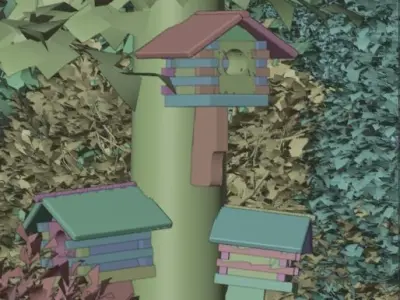 Wood birdhouse Free 3D model