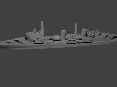 British Town Class Cruiser Warship 3D print model