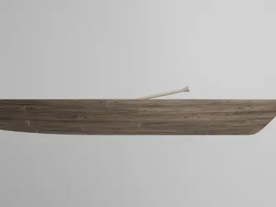 Wooden boat Low-poly 3D model 7
