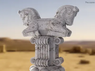 Ancient Persian Double Bull Capital 3D model