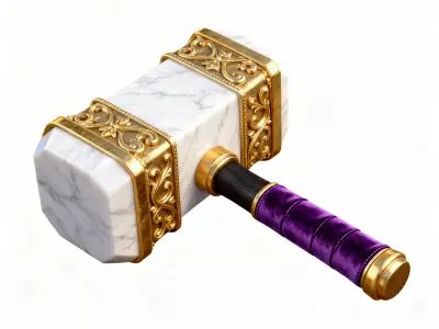 The Sovereign Smasher Royal Gilded Sledgehammer 3D Model Low-poly 3D model