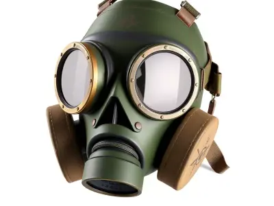 Worn Military Gas Mask Low-poly 3D model