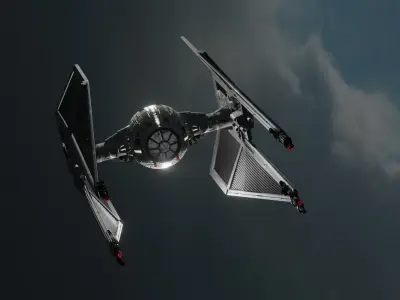 tie interceptor StarWars Low-poly 3D model
