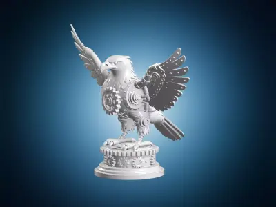 Steampunk Eagle on Gear Pedestal 3D Print Model 3D print model