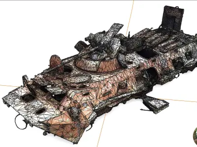Destroyed BTR-80 wheeled amphibious armoured personnel carrier 3D model order