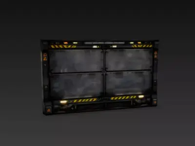 Sci-Fi Industrial Wall Panel Door - PBR Low Poly Game Ready Low-poly 3D model