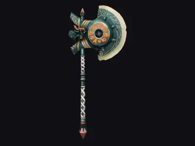 Axe Twohanded Mace Weapon Cutting Fantasy Melee Hatchet Low-poly 3D model