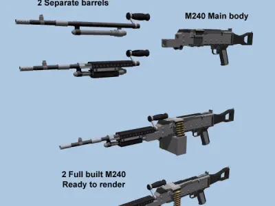 M240 Machine Gun 3D model buy