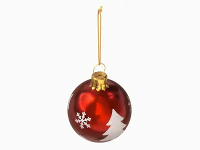 Red Christmas Ornament Pine Tree Motif &amp;ndash; Christmas Decoration 3D model
