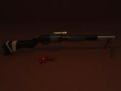 Shotgun Type with Shells 3D model