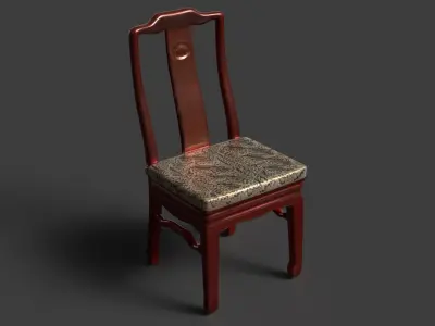 Chinese wooden chair  Low-poly 3D model