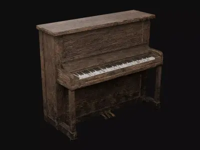 Low-Poly OId Wooden Piano Low-poly 3D model