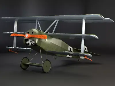 Fokker DR1 Low-poly 3D model