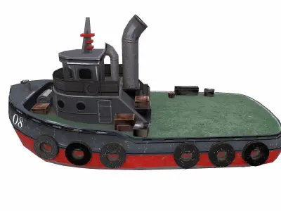 Tugboat Low-poly PBR Low-poly 3D model