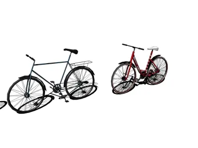 low-poly 3D model bicycles two Low-poly 3D model
