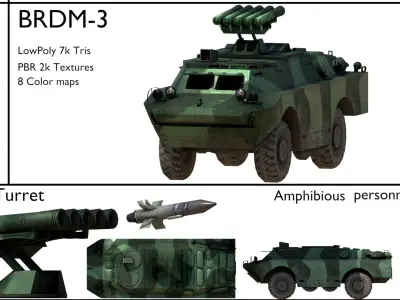 BRDM-3  reconnaissance Low-poly 3D model