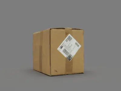 Cardboard box with labels Low-poly 3D model
