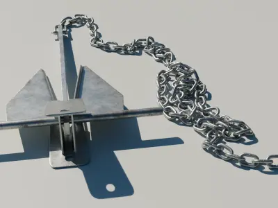 Danforth Anchor with Chain Set 3D model
