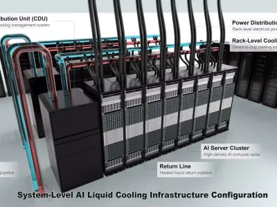 AI Data Center Liquid Cooling Cluster Rack System with PBR  3D model