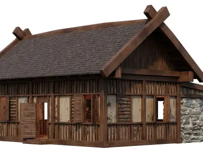 Old Medieval Building House 4K Textures GameReady 59 Low-poly 3D model