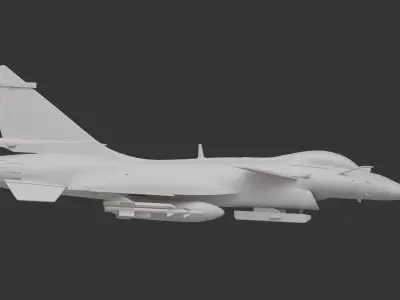 J-10 fighter jet White model Low-poly 3D model