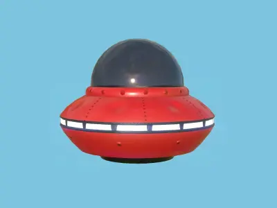 Cartoon UFO A8 - SciFi Flying Saucer - Red Black Low-poly 3D model