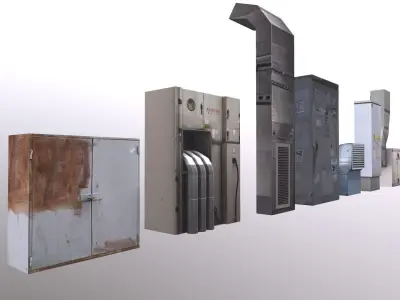 Industrial Factory Set  Low-poly 3D model