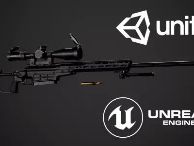 375 Sniper Rifle Low-poly 3D model