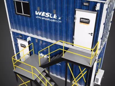  Stacked Construction Site Container Office Industrial Prop Low-poly 3D model