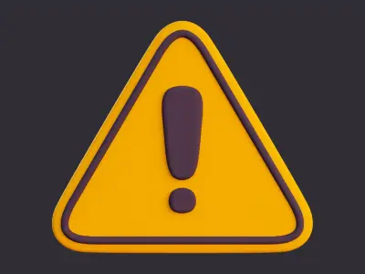 Low Poly Yellow Warning Sign 3D model