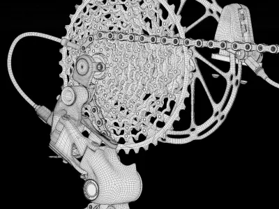 Sram Rival Groupset and Shimano XTR pedals 3D model
