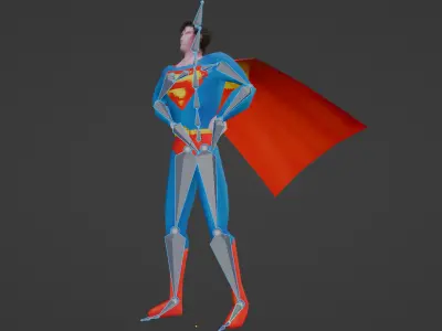 PSX Superman 70s Low-poly 3D model