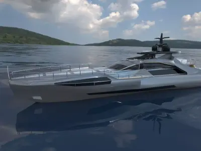 Pershing style Low Poly Yacht  Low-poly 3D model