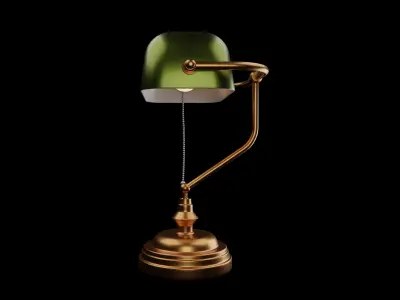 Vintage Glass Desk Lamp lowpoly asset for interior Low-poly 3D model