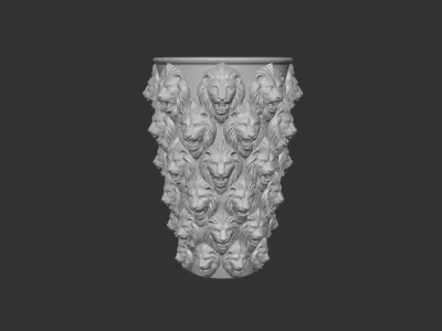 Majestic Lion Pride Vase High Detail 3D Printable STL OBJ 3MF 3D print model