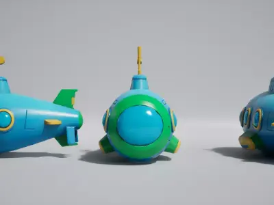 Toy Futuristic Submarines Pack LowPoly Low-poly 3D model