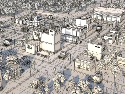 Low Poly Cartoon City Pack 3D model