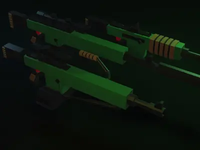 3d Game Ready Low-Poly Weapons two Low-poly 3D model
