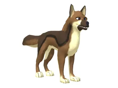 Stylized Dog Game Ready Rigged Low-poly 3D model