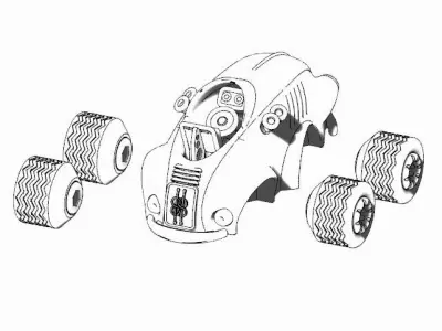 3D Printable - Cute 50s Vintage Car - Supportless 3D print model purchase