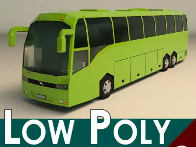 Low Poly Coach Bus 01 Low-poly 3D model