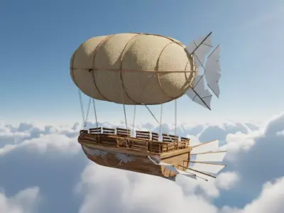 Fantasy Steampunk Airship Free low-poly 3D model