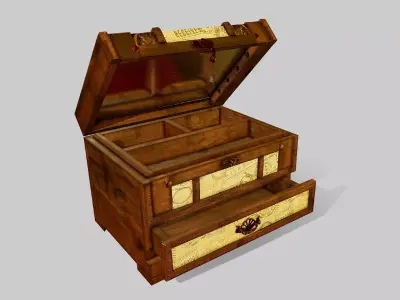 Vintage Jewelry Box Low-poly 3D model