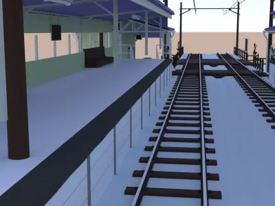 A Train stop created with 3ds Low-poly 3D model
