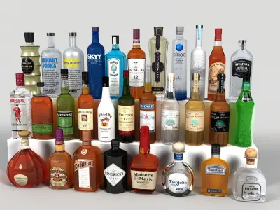 Liquor Bottles 3D model