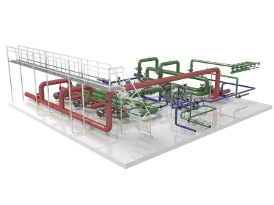 Industrial boiler room 3D model by 3d-apxumekmop